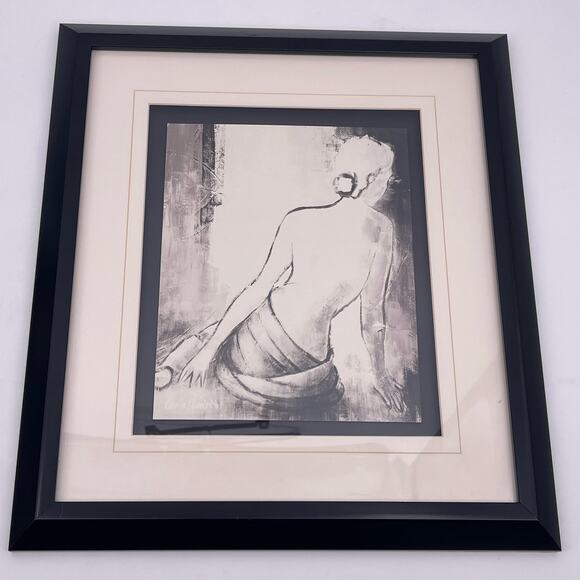 Lanie Loreth The Seated Woman Nude Black White Shadowbox Framed Print 15x17 inch - Picture 5 of 14